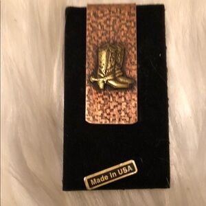 Vintage Brass Cowboys Boots Money Clip Made In USA